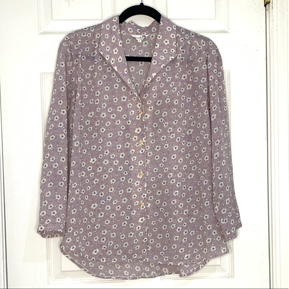Unique lavender floral button up